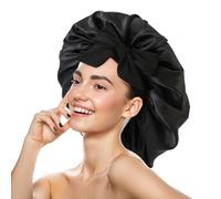 Satin Bonnet Satin Sleep Cap for Women Luxurious Nighttime Hair Protection Soft, Breathable, Double Layer Lined Ideal for Curly, Wavy, or Straight Hair Black