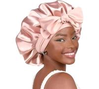 Satin Bonnet Silk Bonnet for Sleeping Double Layer Satin Lined Hair Bonnet with Tie Band Bonnets for Women Natural Curly Hair