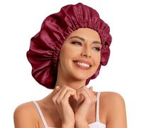 Satin Bonnet Silk Bonnet Hair Bonnet for Sleeping-Slouchy Beanie Hat Satin Sleep Cap for Women's Natural & Curly Hair(Red)