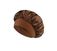 Satin Bonnets Night Sleeping Cap Shower Cap Large Elastic Wide Soft Band Colorful Silk Hat For Curly Hair Care Beauty Makeup For Women(Coffee)