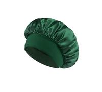 Satin Bonnets Night Sleeping Cap Shower Cap Large Elastic Wide Soft Band Colorful Silk Hat For Curly Hair Care Beauty Makeup For Women(Green)