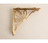 Satin Brass Flower Shelf Brackets | Heavy Duty Brackets for Kitchen Bookshelf | Brass Shelving Heavy Solid Cast Brass Shelf Bracket (Medium)
