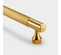 Satin Brass Knurled Cabinet T Bar Handle - Solid Brass - Hole Centre 320mm - Se Home