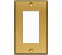 Satin Brass Rocker Switch Wall Plate, 1-Gang, Standard Size, Heavy-Duty Metal, GFCI/Rocker Outlet Cover, UL Listed Decorative Light Switch Cover, Made in USA, Screw Mount, Satin Finish
