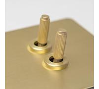 Satin Brass Straight Knurled Switches and Sockets (2 gang 2 way Toggle)