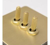 Satin Brass Straight Knurled Switches and Sockets (3 gang 2 way Toggle)