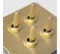 Satin Brass Straight Knurled Switches and Sockets (4 gang 2 way Toggle)