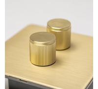 Satin Brass Straight Knurled Switches and Sockets (double light dimmer - 2 Way)