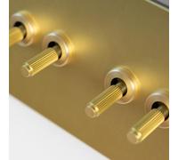 Satin Brass Straight Knurled Switches and Sockets | Screwless Front Plate (4 Gang Switch 146X88)