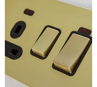 Satin Brass Straight Knurled Switches and Sockets | Screwless Front Plate (45A Cooker Switch)