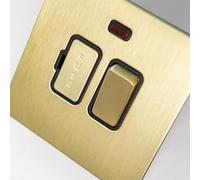 Satin Brass Straight Knurled Switches and Sockets | Screwless Front Plate (Fused Spur)