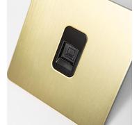 Satin Brass Straight Knurled Switches and Sockets | Screwless Front Plate (RJ45)