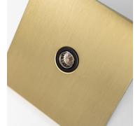 Satin Brass Straight Knurled Switches and Sockets | Screwless Front Plate (TV Outlet)