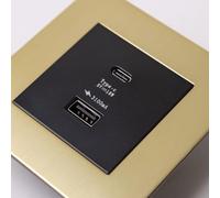 Satin Brass Straight Knurled Switches and Sockets (USB A & C Socket)