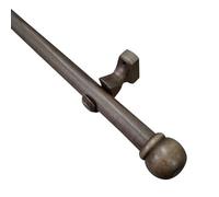 Satin Brown Walnut Effect Non Extendable Ball Single Curtain Pole Set, (L)1.5M (Dia)28mm