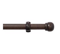 Satin Brown Walnut Effect Non Extendable Ball Single Curtain Pole Set, (L)2M (Dia)28mm