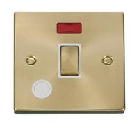 Satin / Brushed Brass 1 Gang 20A Ingot Dp Switch With Flex With Neon - White Trim - Se Home
