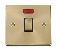 Satin / Brushed Brass 1 Gang 20A Ingot DP Switch With Neon SE Home Gold One Size