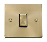 Satin / Brushed Brass 10A 1 Gang 2 Way Ingot Light Switch - Black Trim - Se Home