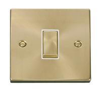 Satin / Brushed Brass 10A 1 Gang 2 Way Ingot Light Switch - White Trim - Se Home