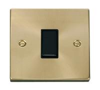 Satin / Brushed Brass 10A 1 Gang 2 Way Light Switch - Black Trim - Se Home