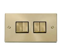 Satin / Brushed Brass 10A 4 Gang 2 Way Ingot Light Switch SE Home Gold One Size