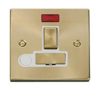 Satin / Brushed Brass 13A Fused Ingot Connection Unit Switched With Neon With Flex - White Trim - Se Home