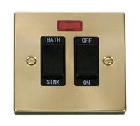 Satin / Brushed Brass 20A Dp Sink/bath Switch - Black Trim - Se Home
