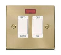 Satin / Brushed Brass 20A DP Sink/bath Switch SE Home Gold One Size