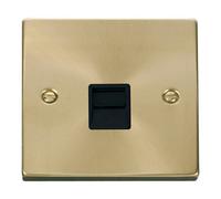 Satin / Brushed Brass Master Telephone Single Socket - Black Trim - Se Home