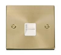 Satin / Brushed Brass Master Telephone Single Socket - White Trim - Se Home