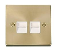Satin / Brushed Brass Master Telephone Twin Socket SE Home Gold One Size