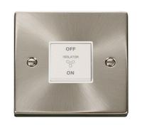 Satin / Brushed Chrome 10A 3 Pole Fan Isolation Switch - White Trim - Se Home