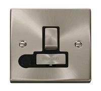Satin / Brushed Chrome 13A Fused Ingot Connection Unit Switched With Flex - Black Trim - Se Home