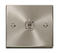 Satin / Brushed Chrome Intermediate 10Ax Toggle Light Switch - Se Home