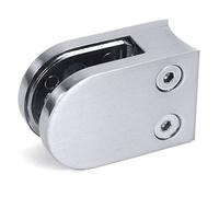 Satin Brushed Stainless Steel 316 Glass Concave Clamp Bracket Curved Base for Tube - D Shape Glazing Balustrade Bannister/Handrail Bracket Mounting Clip Glass Holder