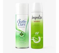 Satin Care Sensitive Skin Shave Gel & Impulse Throwback Bergamot Body Spray, Travel Size 75ml, 2-Piece Set