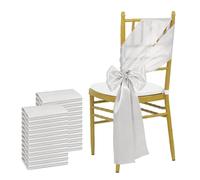 Satin Chair Sashes, Bows Chair Cover, Ribbons for Wedding Banquet Party Event Decorations, 16x275cm, 24Pcs(Silver)