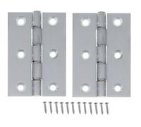 Satin Chrome 76x51mm Double Phosphor Bronze Washered Hinges, Solid Brass, Supplied with Screws - Set of 2