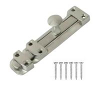 Satin Chrome Door Bolts 8 Inch Flat Bolt Surface Door Latches Tower Bolt Sliding Lock Flat Slide Safety Door Barrel Bolt with Screws 1 Pack.