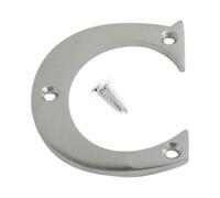 Satin Chrome Door Letters Screw On 3 Inch Letter C Door Number Elegant and Bold Door Numerals Suitable for All Door Types Including Wooden uPVC and Composite.