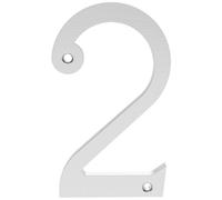 Satin Chrome Door Number 2 - 75mm Height 4mm Depth House Numeral Plaque