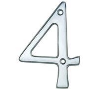 Satin Chrome Door Number 4-75mm Height - 4mm Depth - House Numeral Plaque | Front Door House Numbers - Decorative External Door Letters - Numeral & Letter Plaques