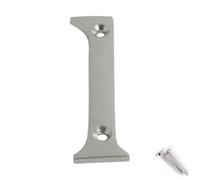 Satin Chrome Door Numbers Screw On 3 Inch Number 1 Door Number Elegant and Bold Door Numerals Suitable for All Door Types Including Wooden uPVC and Composite.