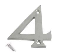 Satin Chrome Door Numbers Screw On 3 Inch Number 4 Door Number Elegant and Bold Door Numerals Suitable for All Door Types Including Wooden uPVC and Composite.
