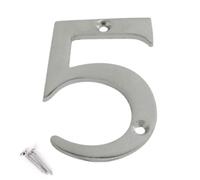 Satin Chrome Door Numbers Screw On 3 Inch Number 5 Door Number Elegant and Bold Door Numerals Suitable for All Door Types Including Wooden uPVC and Composite.