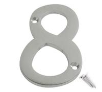 Satin Chrome Door Numbers Screw On 3 Inch Number 8 Door Number Elegant and Bold Door Numerals Suitable for All Door Types Including Wooden uPVC and Composite.