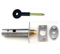 Satin Chrome Door Security Rack Bolt 60mm Complete with Star Key