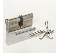Satin Chrome Euro Cylinder Lock, Euro Door Barrel Lock Supplied with 3 Keys. Increased Security with Anti-Drill & Anti-Pick Protection. Suitable for All Door Types.