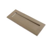 (Satin Chrome Finish Bulldog, 10" x 3") Solid Brass Heavy Sprung Letter Box Postal Plate Cover Victorian | Satin Chrome Finish, Size 10" x 4"